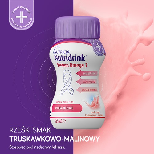 Miniaturka artykułu - #1 Nutridrink Protein Omega 3 rześki smak truskawkowo-malinowy megapack, 24 x 125 ml