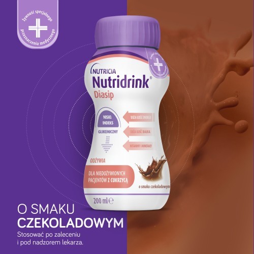 Miniaturka artykułu - #0 Nutridrink Diasip o smaku czekoladowym, 4 x 200 ml