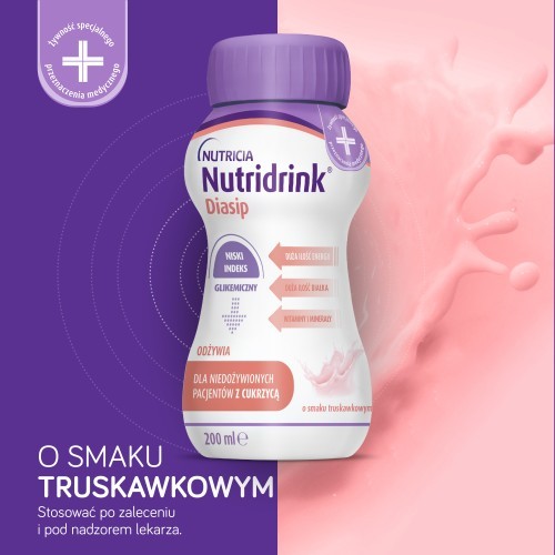 Miniaturka artykułu - #1 Nutridrink Diasip o smaku truskawkowym, 4 x 200 ml