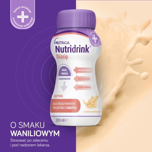 Miniaturka artykułu - #1 Nutridrink Diasip o smaku waniliowym, 4 x 200 ml