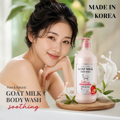 Miniaturka artykułu - #1 Aekyung Shower Mate Goat Milk Strawberry Żel pod prysznic, 800 ml