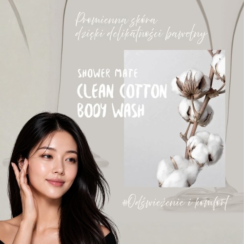 Miniaturka artykułu - #0 Aekyung Showermate Natural Clean Cotton Żel pod prysznic, 1,2 l