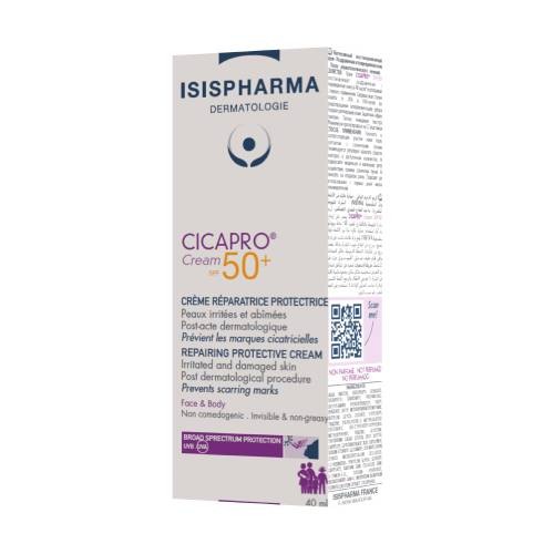 Miniaturka artykułu - #0 ISISPHARMA Cicapro Cream SPF50+ Krem regenerujący do sk&oacute;ry podrażnionej, 40 ml