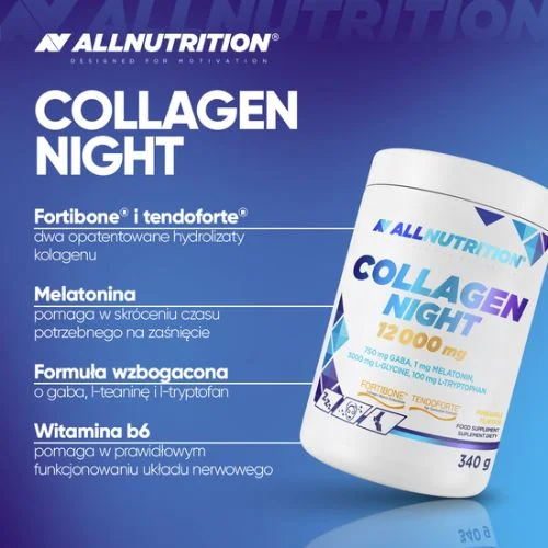 #0 – Allnutrition Collagen Night 12 000 mg smak pomarańcza-cytryna, 340 g