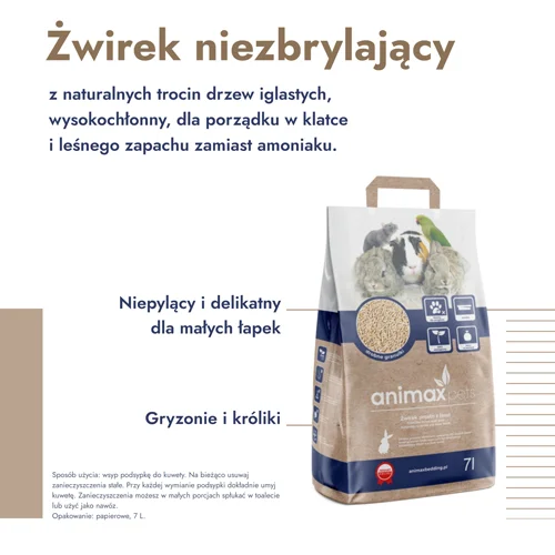 #2 – Animax Pets Pellet 4 mm Żwirek niezbrylający dla gryzoni, 7 l