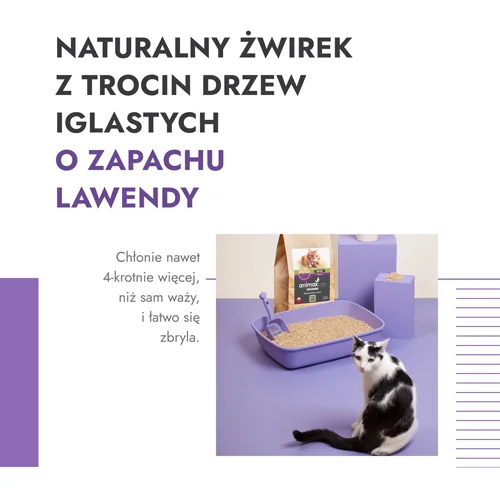 #1 – AnimaxKot Żwirek zbrylający o zapachu lawendy, 20 l