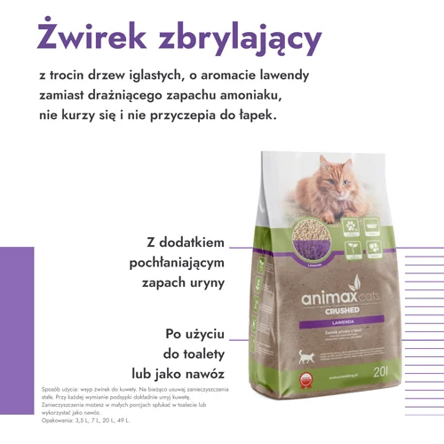 #2 – AnimaxKot Żwirek zbrylający o zapachu lawendy, 20 l