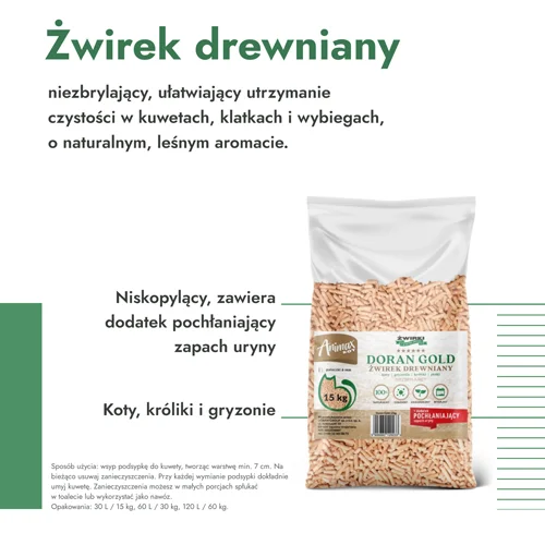 #2 – AnimaxKot Doran Gold Żwirek Drewniany 6mm, 15 kg