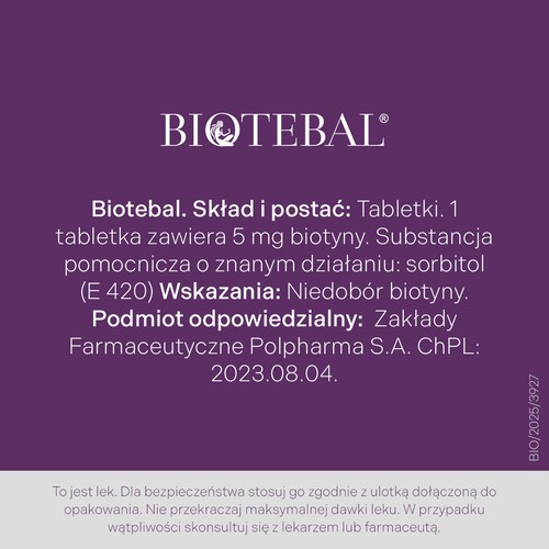 Zdjęcie produktu - 4 BIOTEBAL 5mg, 30 tabletek