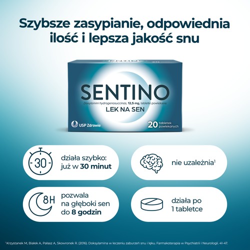 Zdjęcie produktu - 4 Sentino Lek na sen 12,5 mg, 20 tabletek powlekanych