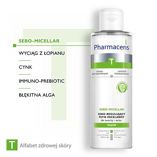 Zdjęcie produktu - 1 PHARMACERIS T Sebo-Micellar Płyn micelarny do demakijażu twarzy, 200 ml