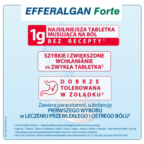 Zdjęcie produktu - 3 EFFERALGAN FORTE 1g - 8 tabletek 