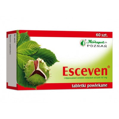 Zdjęcie produktu - 0 Esceven, 60 tabletek - Lek ziołowy z wyciągiem z kasztanowca 