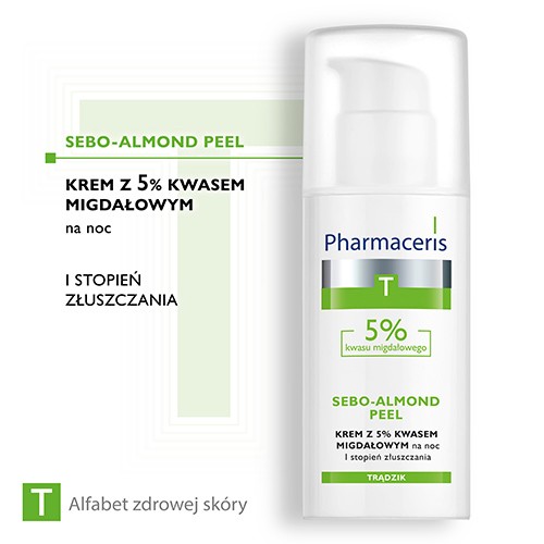 Zdjęcie produktu - 0 PHARMACERIS T Sebo-Almond Peel 5% krem peelingujący na noc I STOPIEŃ, 50 ml