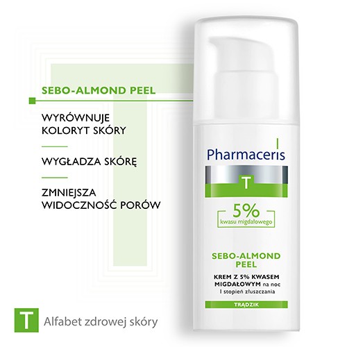 Zdjęcie produktu - 2 PHARMACERIS T Sebo-Almond Peel 5% krem peelingujący na noc I STOPIEŃ, 50 ml
