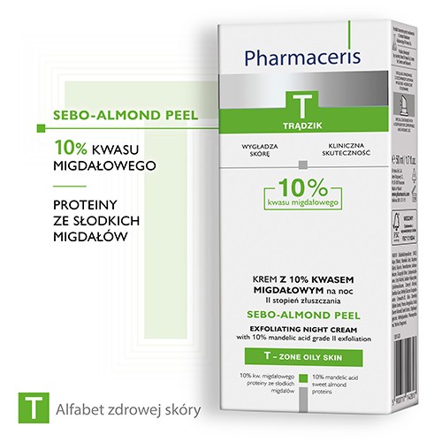 Miniaturka artykułu - #1 PHARMACERIS T Sebo-Almond Peel 10% krem peelingujący na noc  II STOPIEŃ, 50 ml