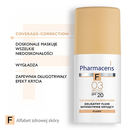 Zdjęcie produktu - 2 PHARMACERIS F Fluid Intensywnie Kryjący "03" z SPF20 - 30 ml