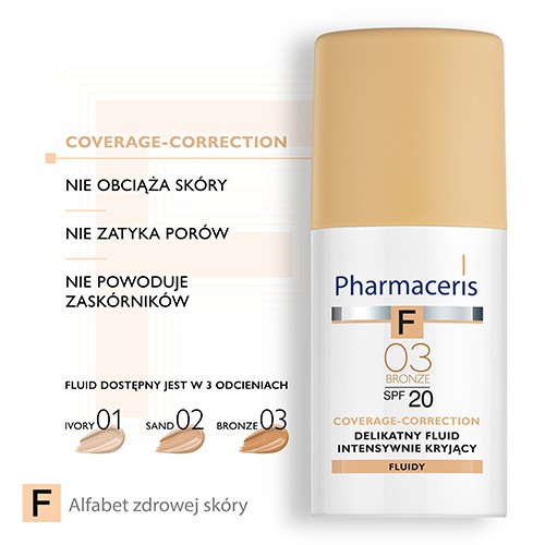 Zdjęcie produktu - 3 PHARMACERIS F Fluid Intensywnie Kryjący "03" z SPF20 - 30 ml