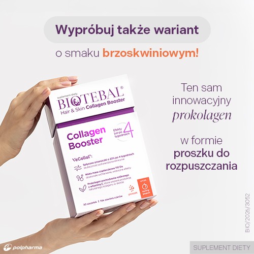 #6 – Zestaw Biotebal Hair & Skin Collagen Booster o smaku liczi, 2 x 30 sasz.