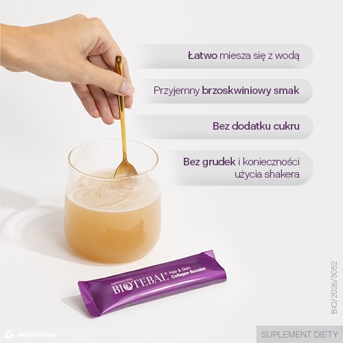 #4 – Zestaw Biotebal Hair & Skin Collagen Booster o smaku brzoskwiniowym, 2 x 30 sasz.