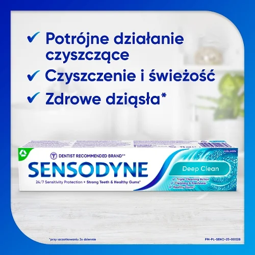 #3 – Sensodyne Deep Clean Pasta do nadwrażliwych zęb&oacute;w z fluorem, 75 ml
