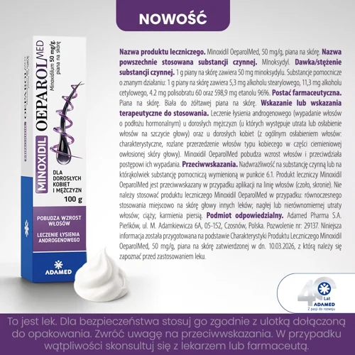 #7 – Minoxidil OeparolMed - Piana na sk&oacute;rę dla kobiet i mężczyzn przeciw wypadaniu włos&oacute;w, 100 g
