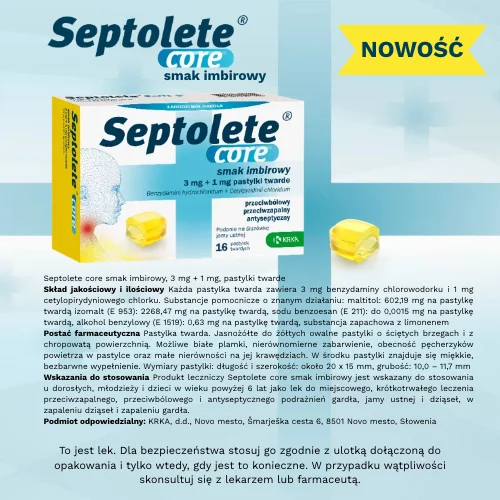 #2 – Septolete core smak imbirowy 3 mg + 1 mg, 16 pastylek