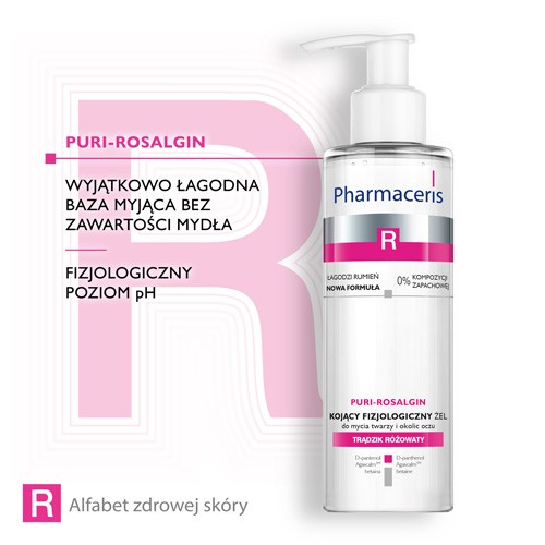 Zdjęcie produktu - 3 PHARMACERIS R Puri-Rosalgin Kojący żel do mycia twarzy, 190ml