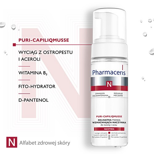Zdjęcie produktu - 1 PHARMACERIS N Puri-Capiliqmusse pianka wzmacniająca do twarzy, 150 ml