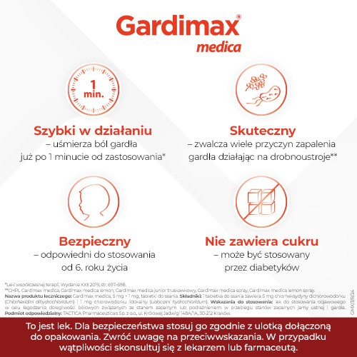 Zdjęcie produktu - 1 Gardimax medica bez cukru, 24 tabletki do ssania