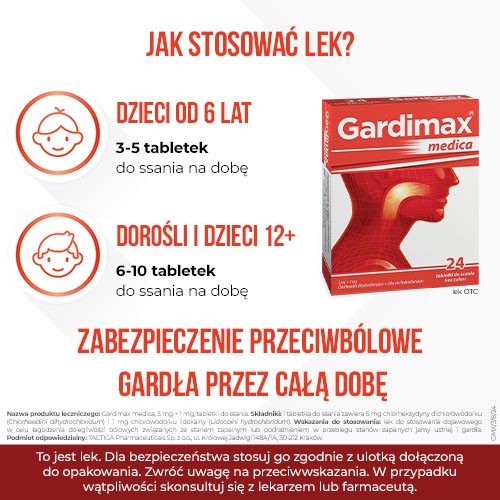 Zdjęcie produktu - 3 Gardimax medica bez cukru, 24 tabletki do ssania