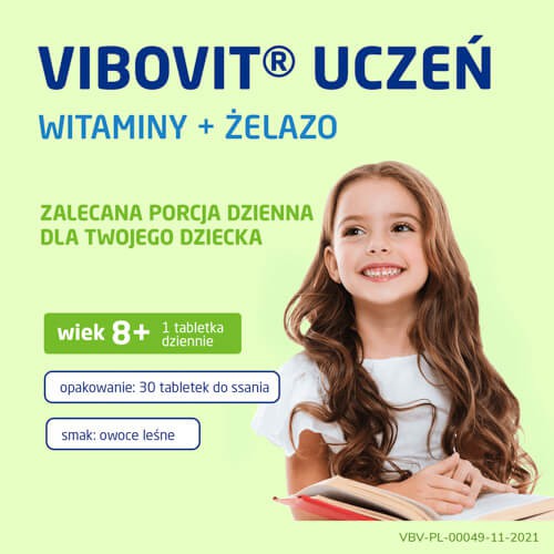 Zdjęcie produktu - 2 VIBOVIT UCZEŃ Witaminy+Żelazo - 30 tabletek 