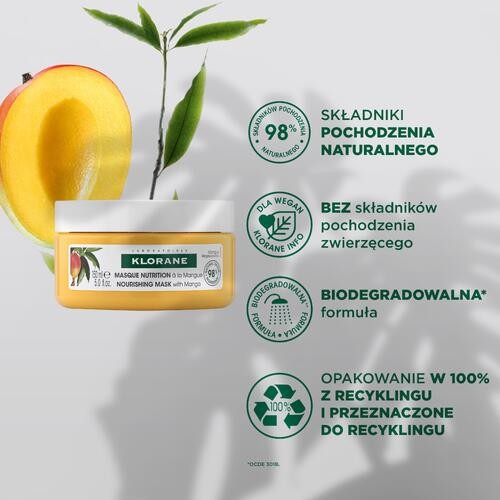 Zdjęcie produktu - 0 KLORANE Maseczka do włosów z mango, 150ml
