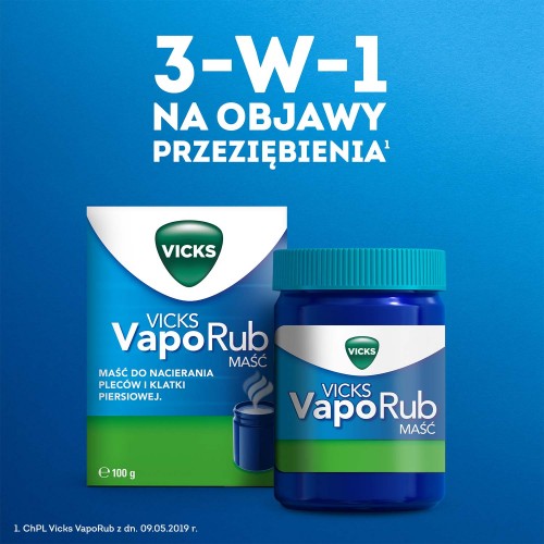 Zdjęcie produktu - 0 VICKS VapoRub Maść do nacierania pleców i klatki piersiowej, 100 g