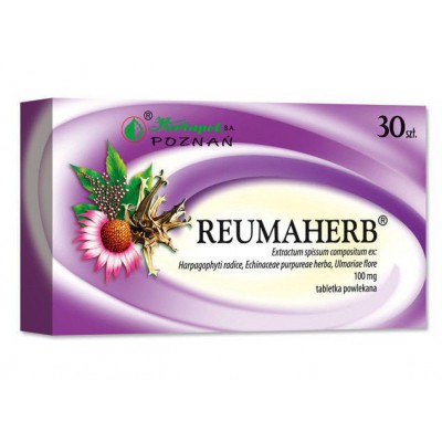 Zdjęcie produktu - 0 REUMAHERB 100 mg, 30 tabletek - Lek ziołowy przy zwyrodnieniach stawowych