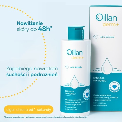Zdjęcie produktu - 1 OILLAN Derm+ Emulsja natłuszczająca do kąpieli, 200ml