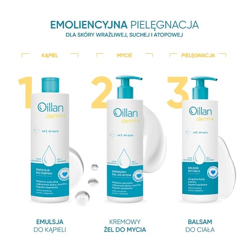 Zdjęcie produktu - 6 OILLAN Derm+ Emulsja natłuszczająca do kąpieli, 200ml