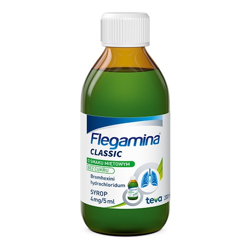 Miniaturka artykułu - #0 FLEGAMINA Syrop o smaku miętowym bez cukru, 200ml 