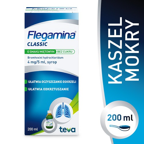Miniaturka artykułu - #1 FLEGAMINA Syrop o smaku miętowym bez cukru, 200ml 