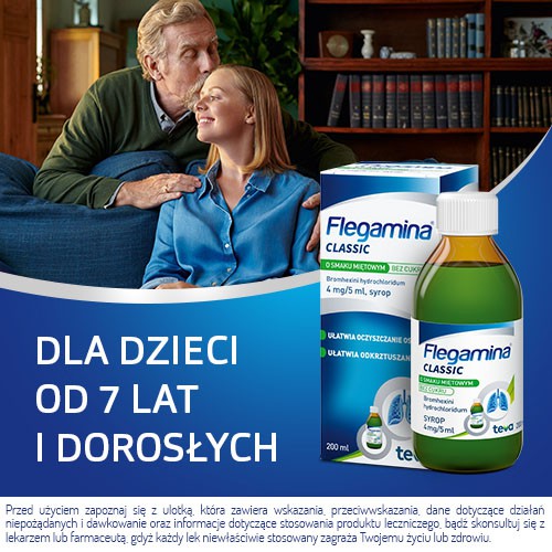 Zdjęcie produktu - 4 FLEGAMINA Syrop o smaku miętowym bez cukru, 200ml 