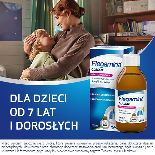 Zdjęcie produktu - 4 FLEGAMINA Syrop o smaku malinowym - 200 ml 