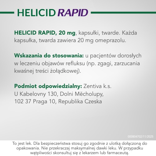 Zdjęcie produktu - 6 Helicid Max omeprazol 20mg, Lek na zgagę - 14 kapsułek