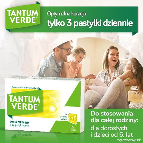 Zdjęcie produktu - 3 TANTUM  VERDE o smaku cytrynowym - 30 pastylek 