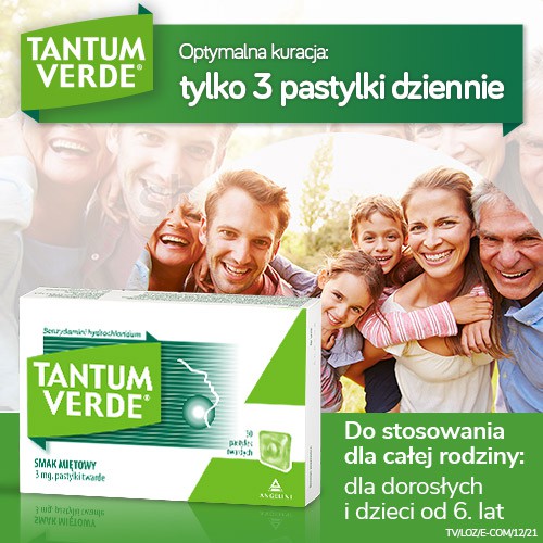 Zdjęcie produktu - 3 TANTUM VERDE o smaku miętowym - 30 pastylek (20677)