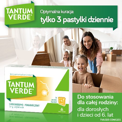 Zdjęcie produktu - 3 TANTUM VERDE o smaku miodowo - pomarańczowym - 30 pastylek (20678)