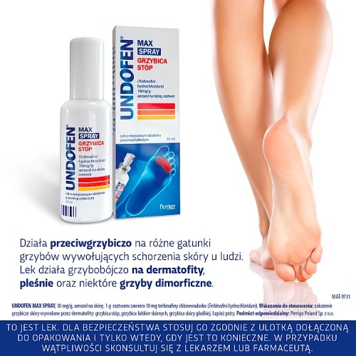 Miniaturka artykułu - #0 UNDOFEN MAX Spray 10 mg/g - 30 ml - lek na grzybicę st&oacute;p