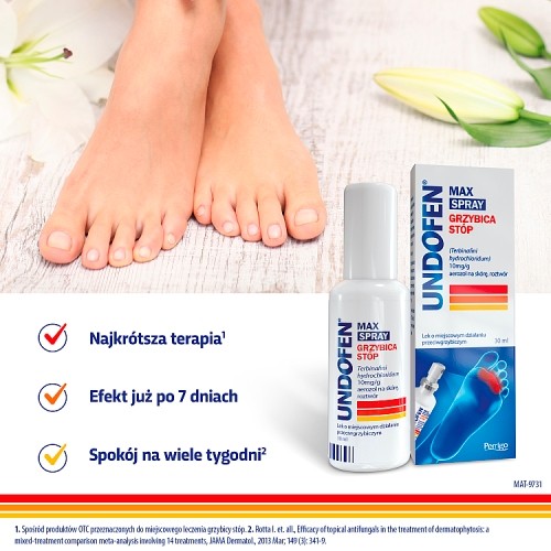 Miniaturka artykułu - #1 UNDOFEN MAX Spray 10 mg/g - 30 ml - lek na grzybicę st&oacute;p