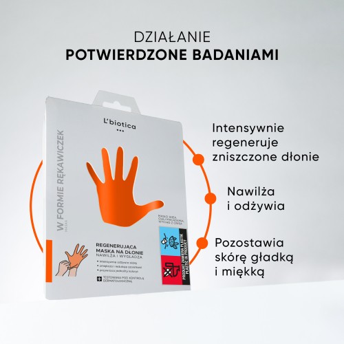 Zdjęcie produktu - 1 L'BIOTICA Maska na dłonie regenerująca w postaci rękawiczek - 26 g