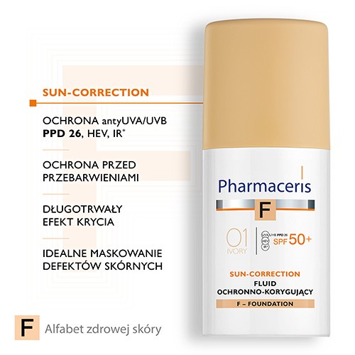 Zdjęcie produktu - 2 PHARMACERIS F Fluid ochronno-korygujący SPF 50+ (Kolor IVORY 01), 30 ml