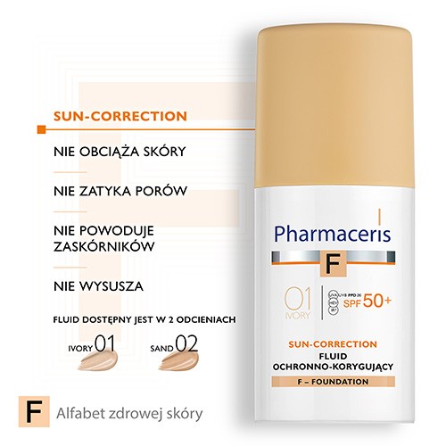 Zdjęcie produktu - 3 PHARMACERIS F Fluid ochronno-korygujący SPF 50+ (Kolor IVORY 01), 30 ml
